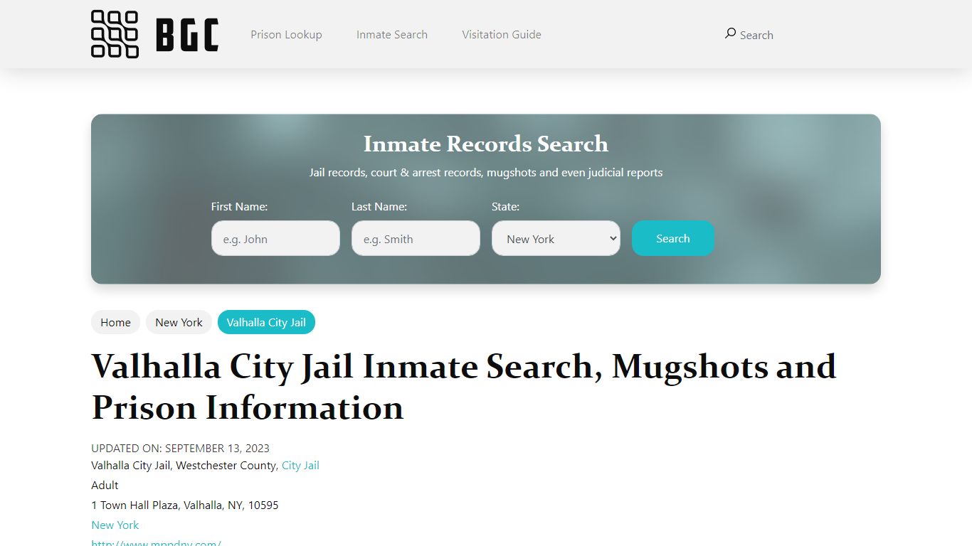Valhalla City Jail Inmate Search, Mugshots, Visitation, Phone no ...